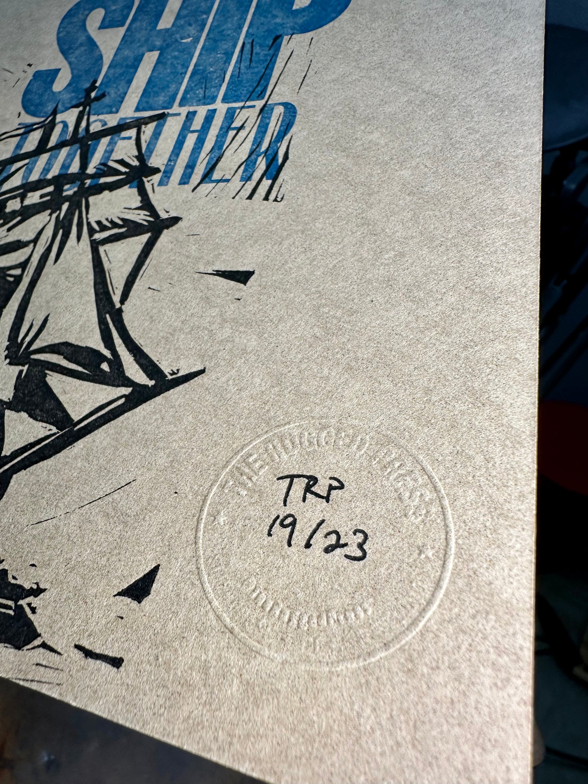 Get Your Ship Together - Handmade Letterpress Art print - artist signature view