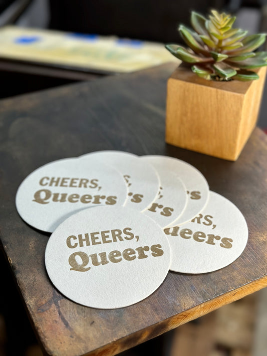 Cheers Queers letterpress coaster set