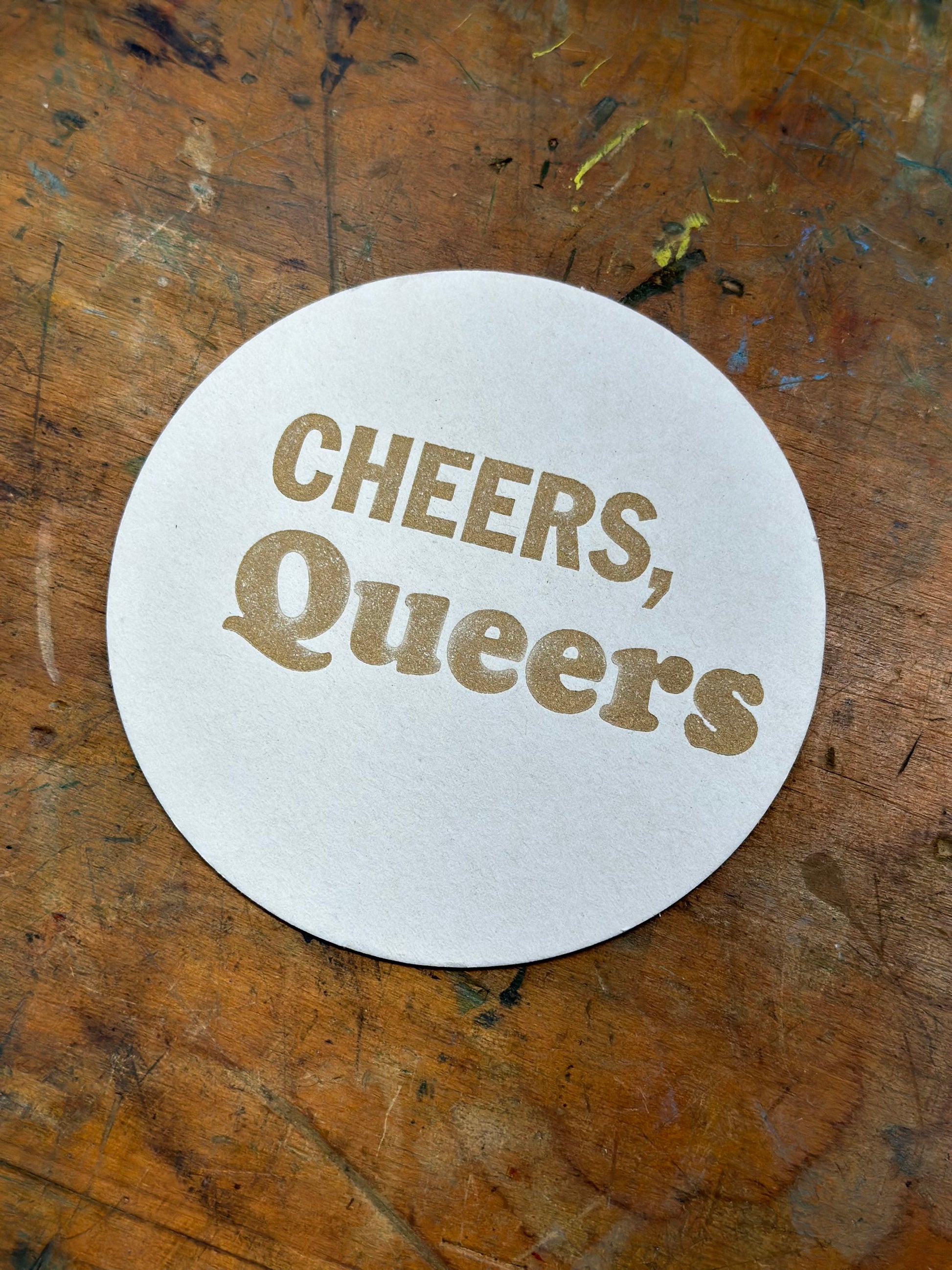 Cheers Queers letterpress coaster set