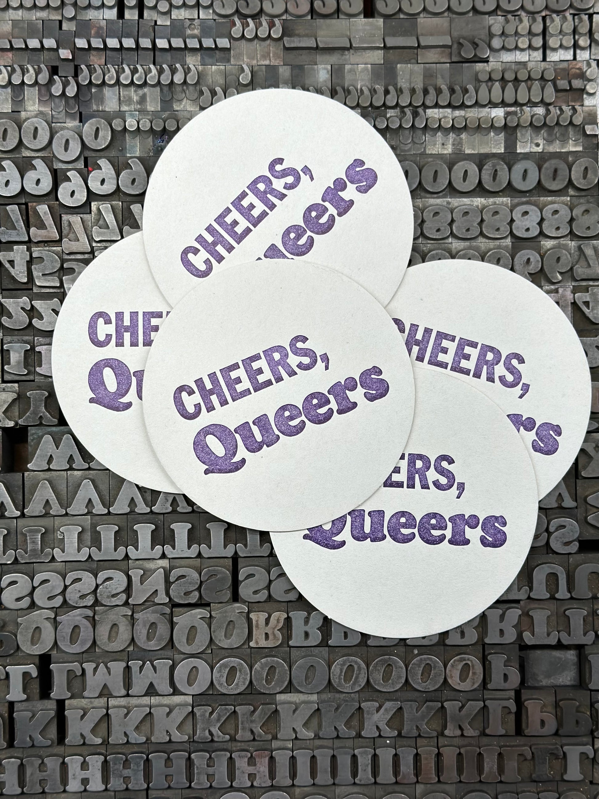 Cheers Queers letterpress coaster set
