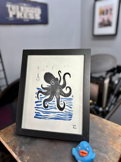 Release the Kraken  – 8 x 10 linocut print
