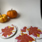 Fall foliage letterpress coaster set with leaves
