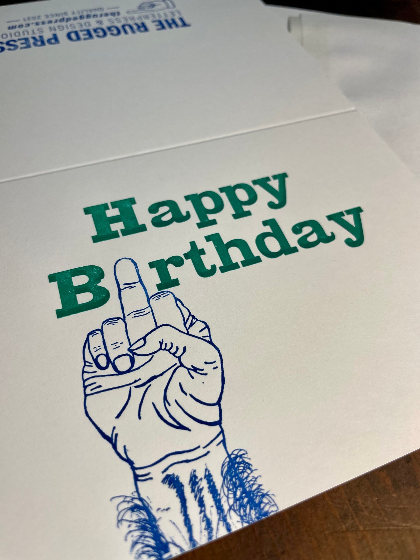 Happy Birthday with Middle finger 4x6in letterpress greeting card