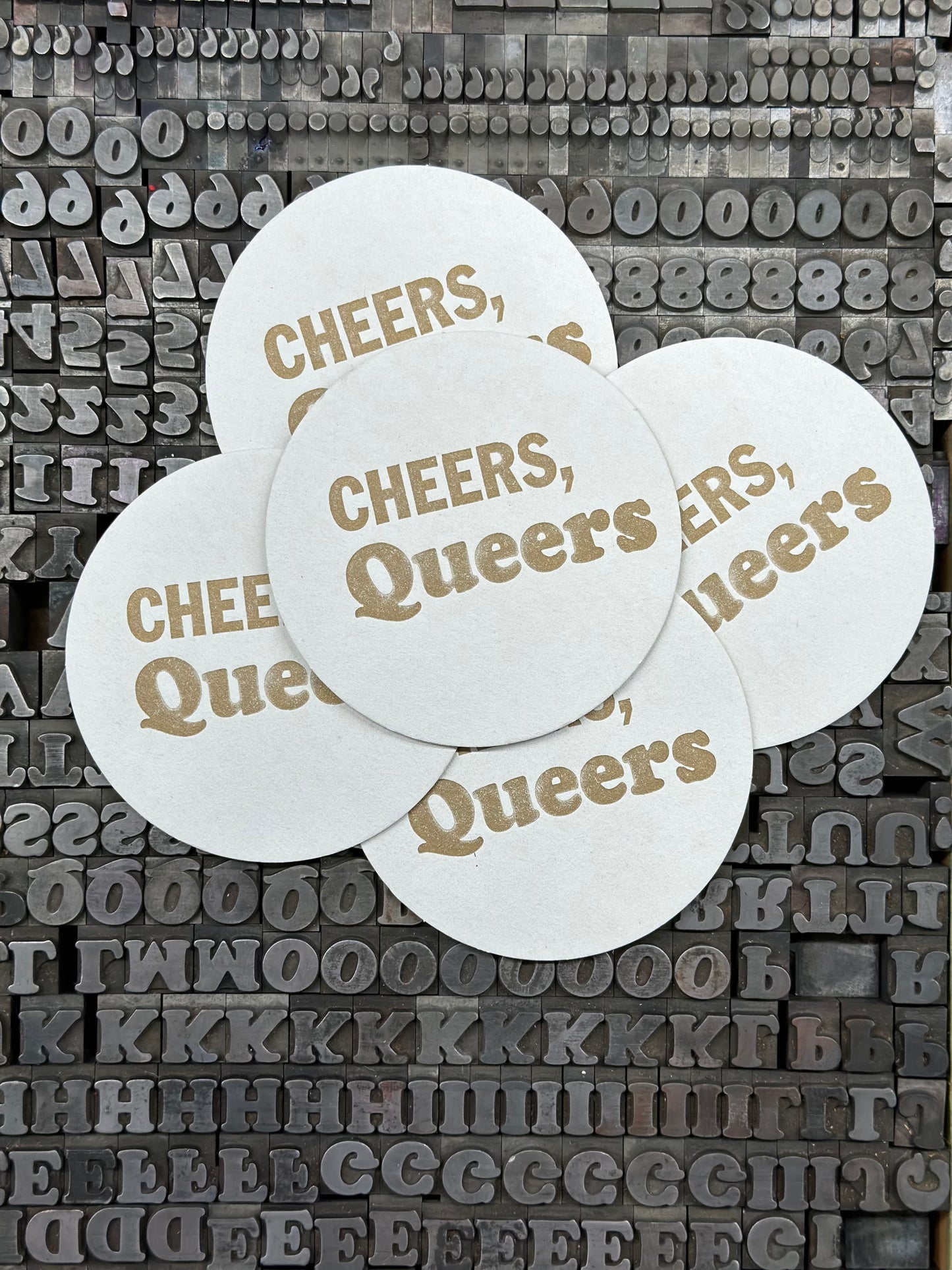 Cheers Queers letterpress coaster set